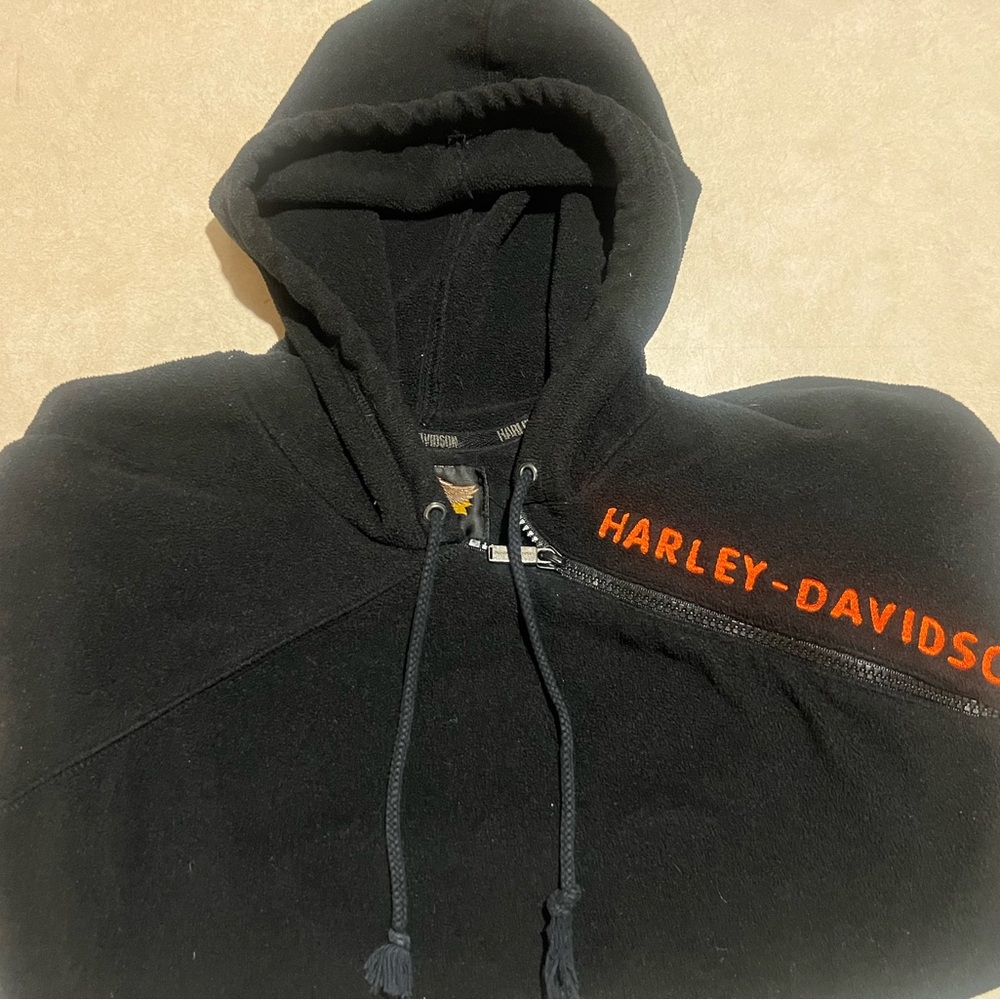 Womens Harley-Davidson Fleece Jacket Pullover Zip Size Xl Black